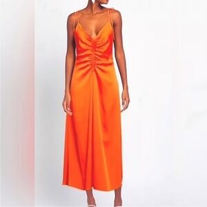 Jason Wu Strappy Ruched Dress Dark Orange XL Retails for‎ $310